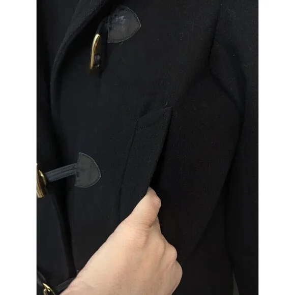 George Simonton Black Lambswool Cashmere Coat Size 4 - Picture 7 of 15